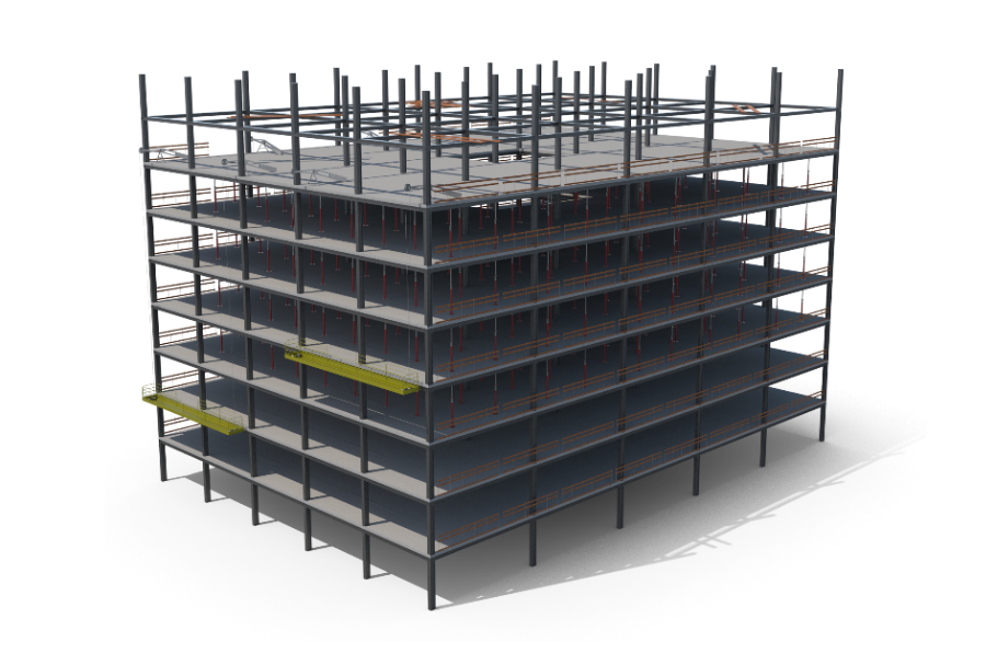 Structural steel building frame